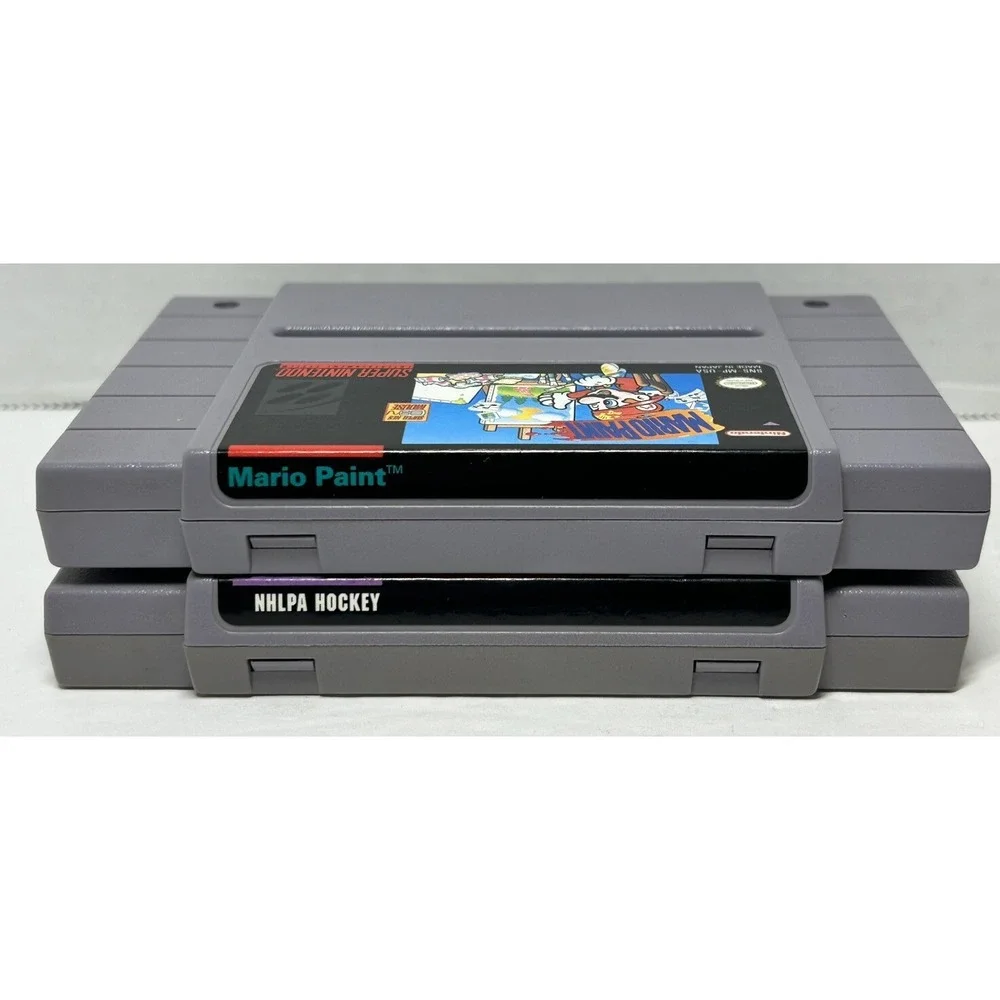 Super Nintendo Games‎ NHLPA Hockey 93 With Manual Mario Paint Cartridges Only